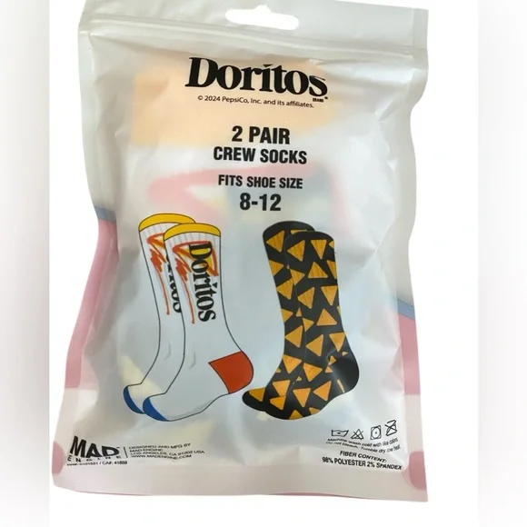 Men’s Bag of Doritos Crew Socks 2 pair NIP - Picture 2 of 5